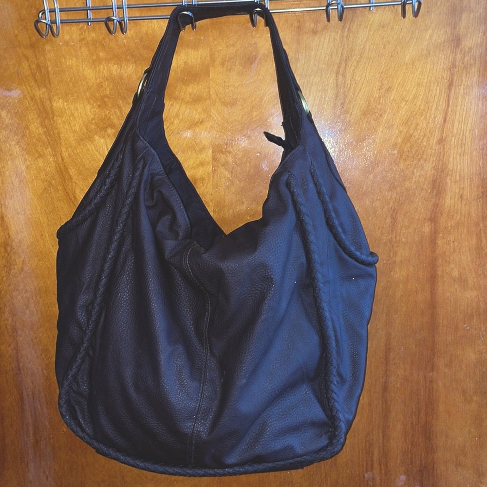 MARK: by Avon brown satchel bag with separate sides and knot design